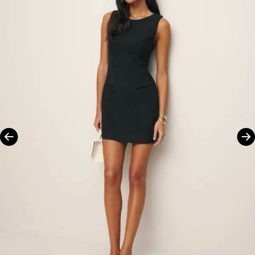 Reformation Classic Black citron wool blend tweed minidress